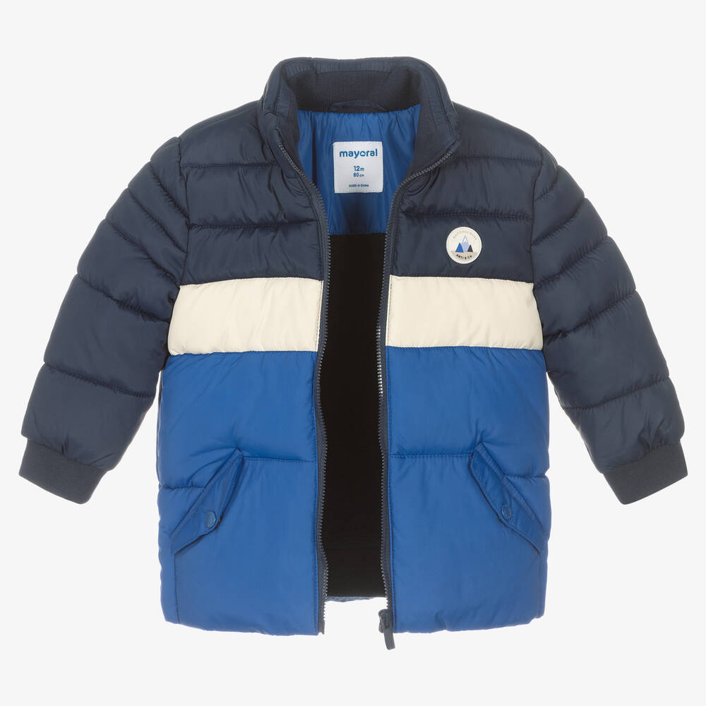Mayoral-Boys Blue Puffer Coat | Childrensalon