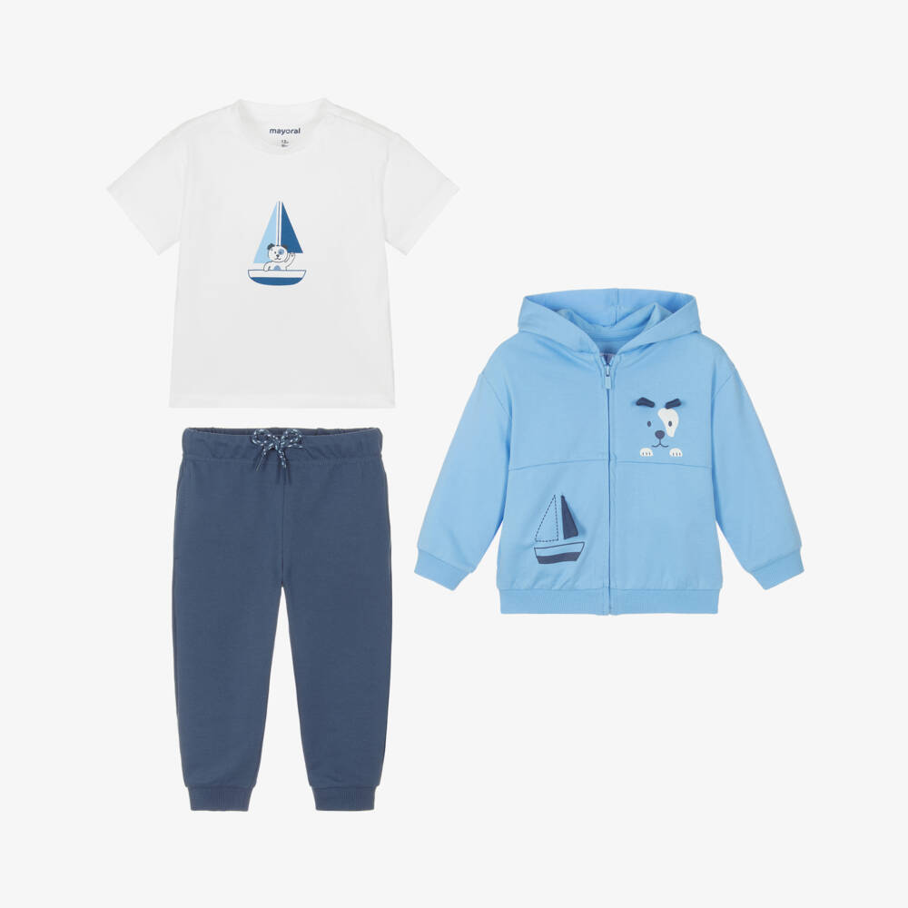 Mayoral-Boys Blue Sailing Dog Tracksuit Set | Childrensalon