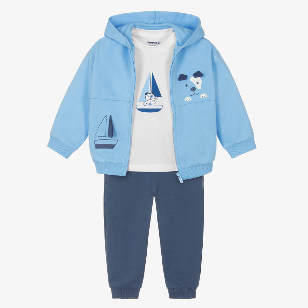 Mayoral-Boys Blue Sailing Dog Tracksuit Set | Childrensalon
