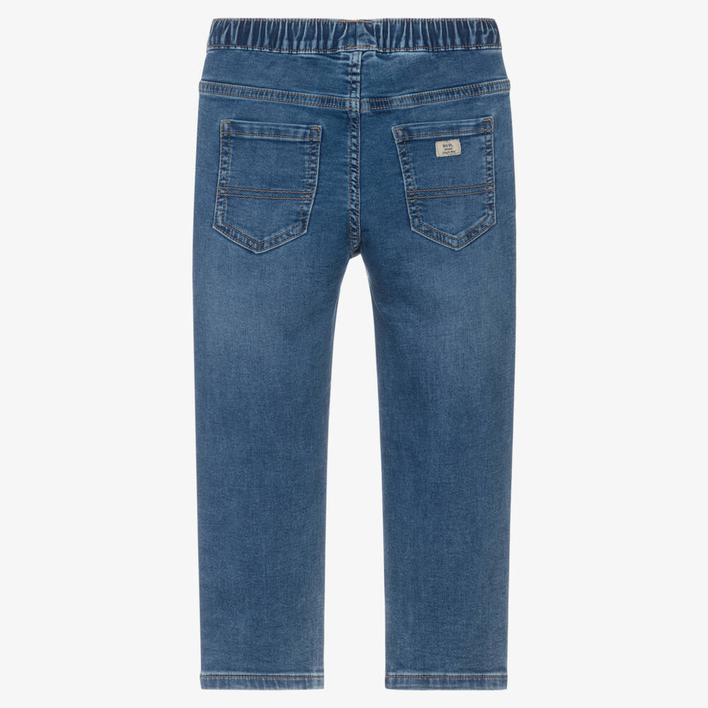 Mayoral-Boys Blue Stretch Denim Drawstring Jeans | Childrensalon