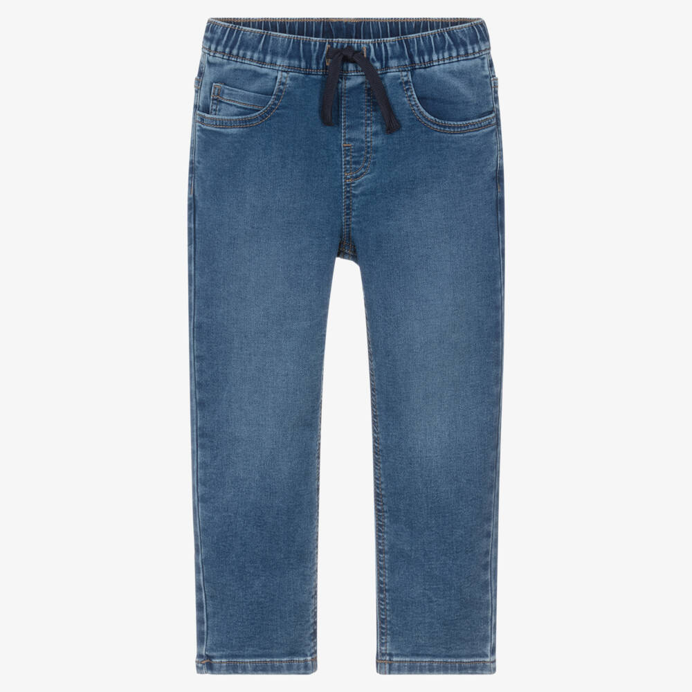 Mayoral-Boys Blue Stretch Denim Drawstring Jeans | Childrensalon