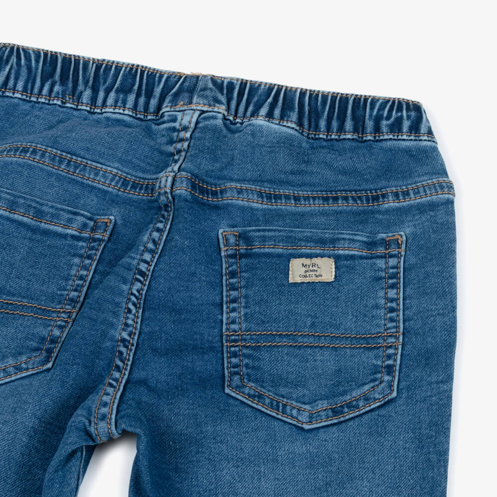 Mayoral-Boys Blue Stretch Denim Drawstring Jeans | Childrensalon