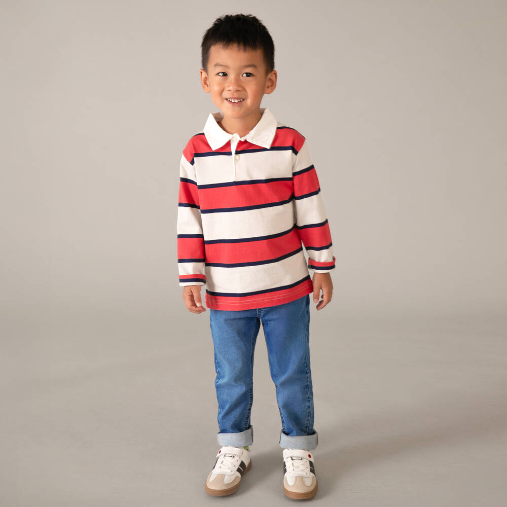 Mayoral-Boys Blue Stretch Denim Drawstring Jeans | Childrensalon