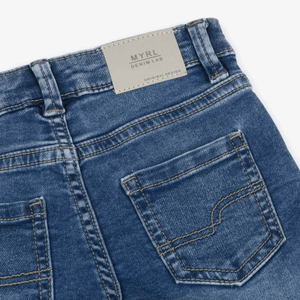 Mayoral-Boys Blue Stretch Denim Shorts | Childrensalon