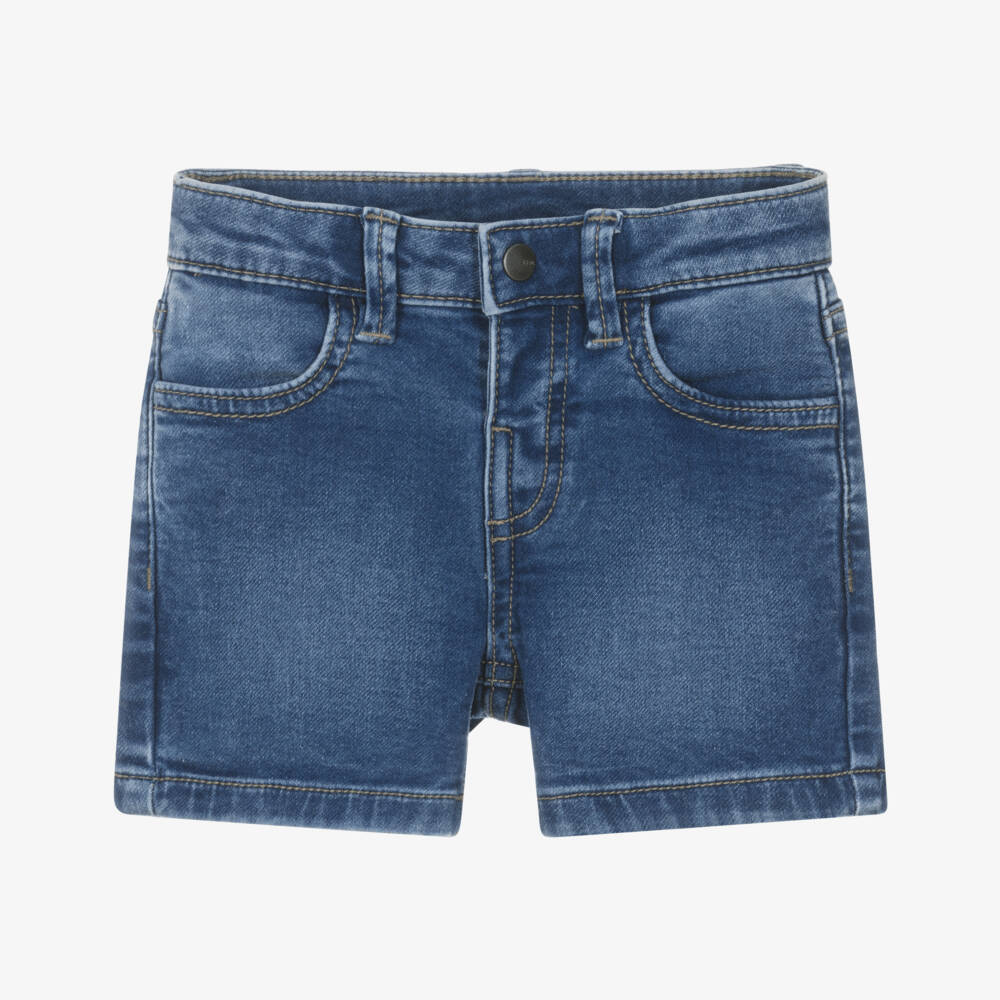 Mayoral-Boys Blue Stretch Denim Shorts | Childrensalon