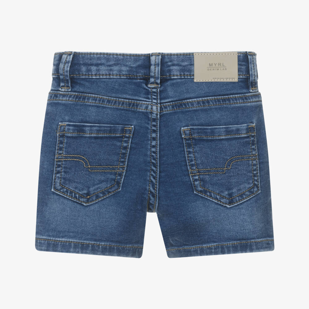 Mayoral-Boys Blue Stretch Denim Shorts | Childrensalon