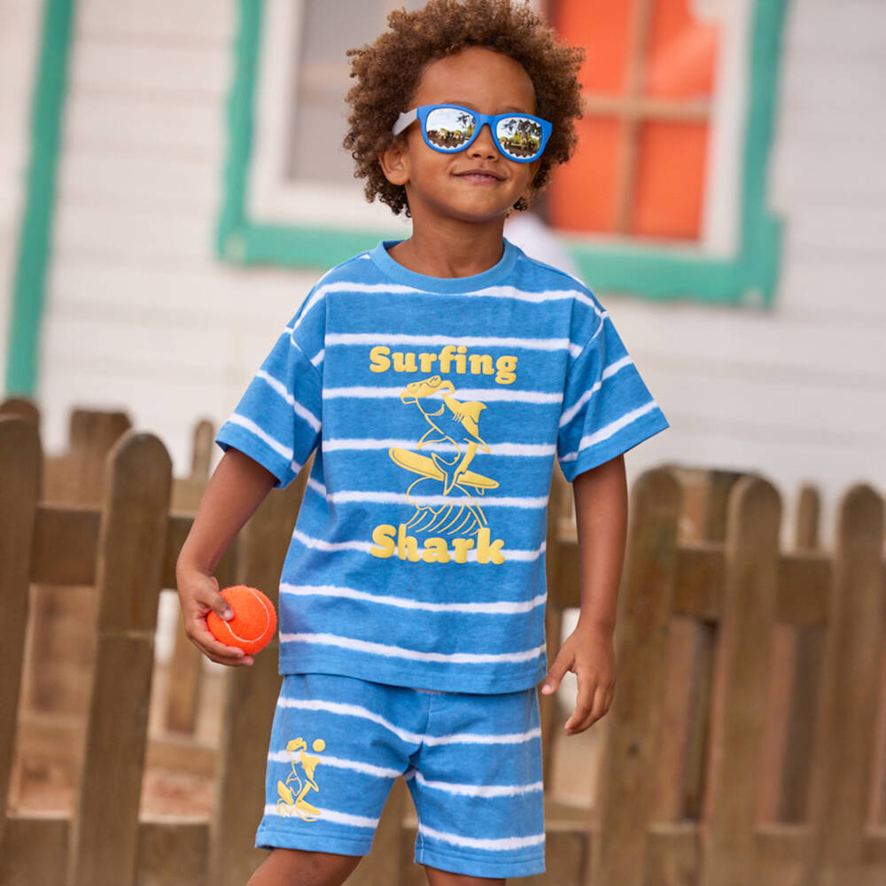 Mayoral-شورت جيرسي مقلم لون أزرق للأولاد | Childrensalon