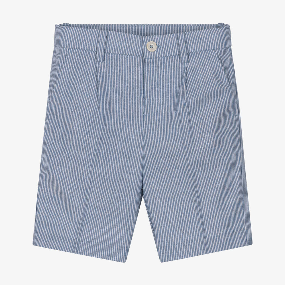 Mayoral-شورت قطن مقلم لون أزرق للأولاد | Childrensalon