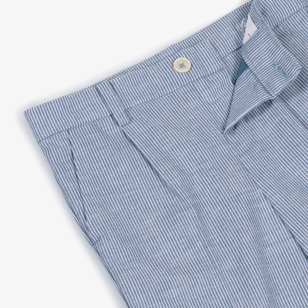 Mayoral-Boys Blue Striped Cotton 3 Pocket Shorts | Childrensalon