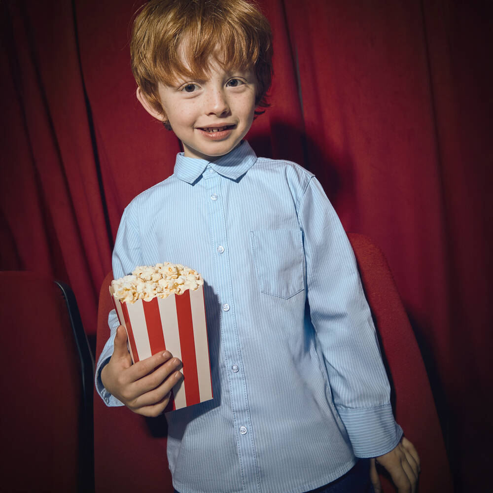 Mayoral-Boys Blue Striped Cotton Long-Sleeved Shirt | Childrensalon