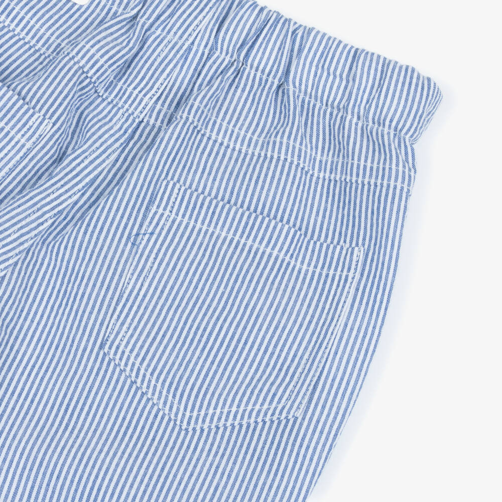 Mayoral-Boys Blue Striped Seersucker Trousers | Childrensalon