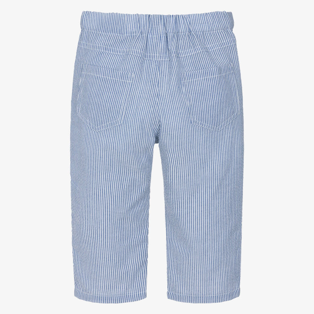 Mayoral-Boys Blue Striped Seersucker Trousers | Childrensalon
