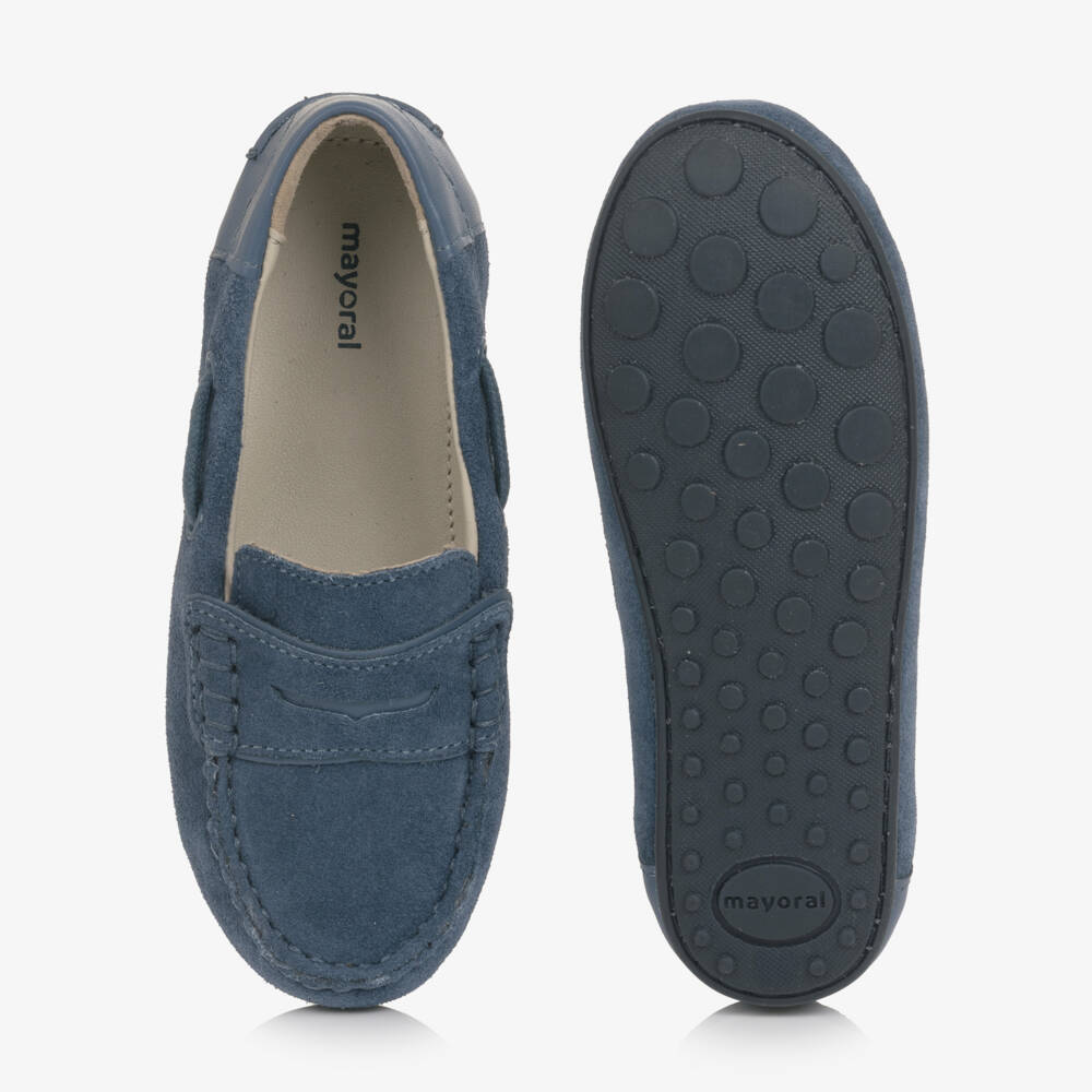 Mayoral-Boys Blue Suede Leather Moccasins | Childrensalon