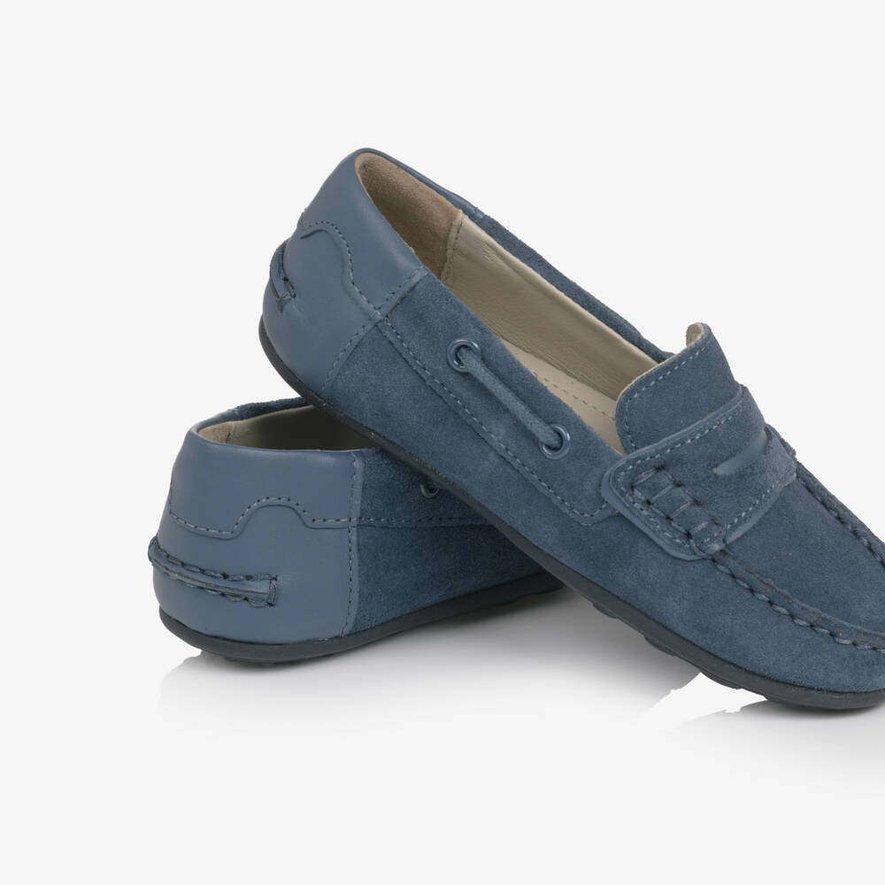 Mayoral-Boys Blue Suede Leather Moccasins | Childrensalon