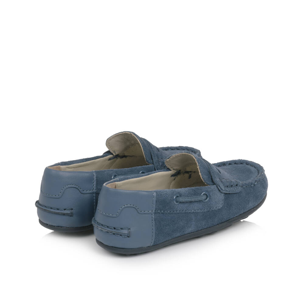 Mayoral-Boys Blue Suede Leather Moccasins | Childrensalon