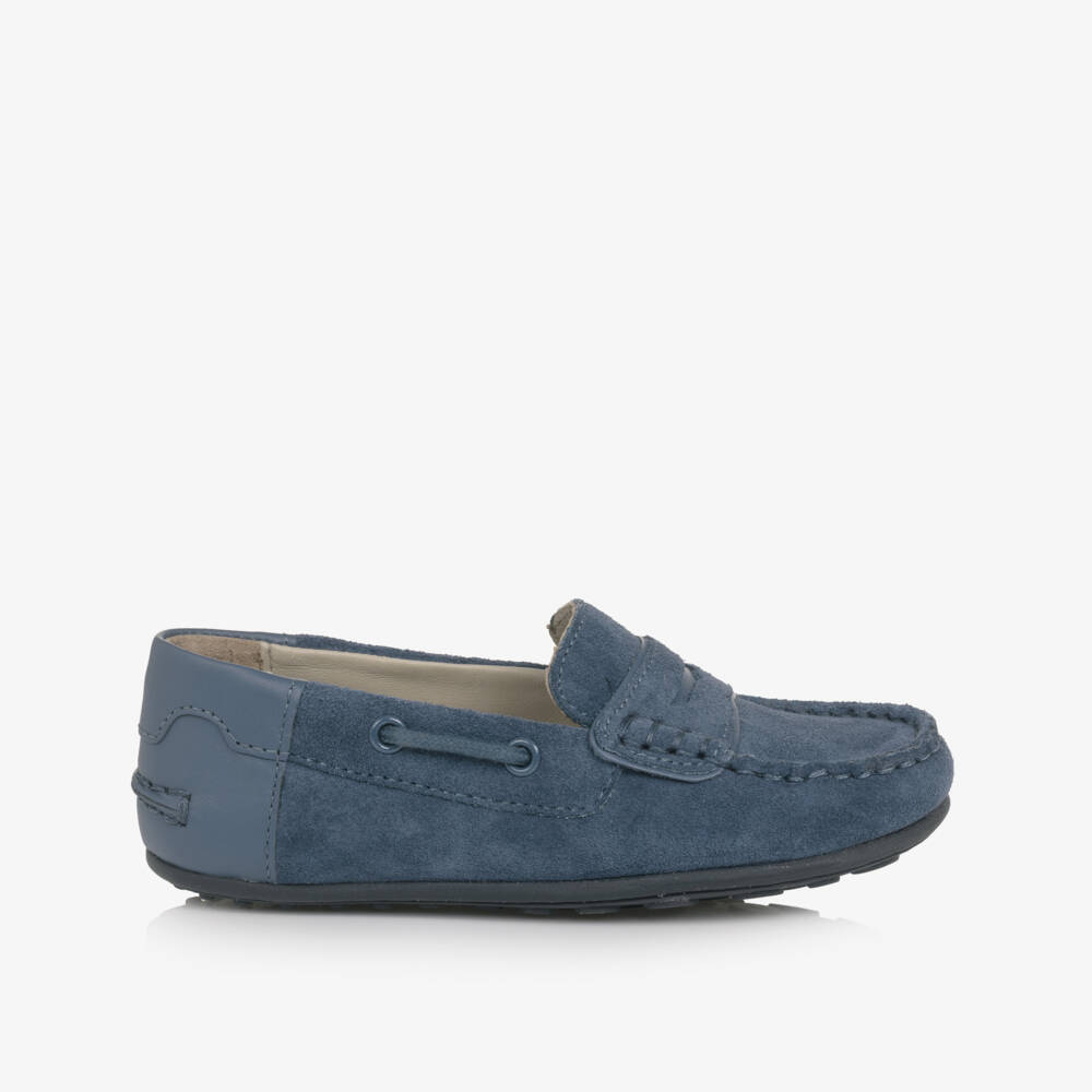 Mayoral-Boys Blue Suede Leather Moccasins | Childrensalon