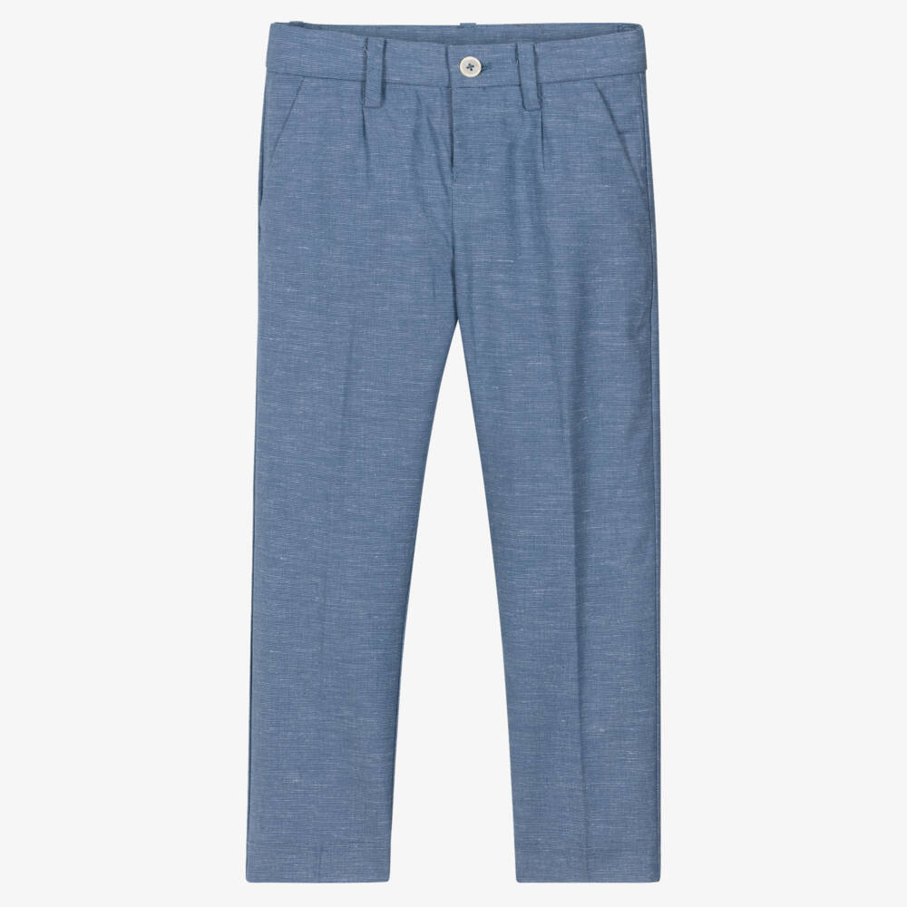Mayoral-Boys Blue Tailored Chino Trousers | Childrensalon