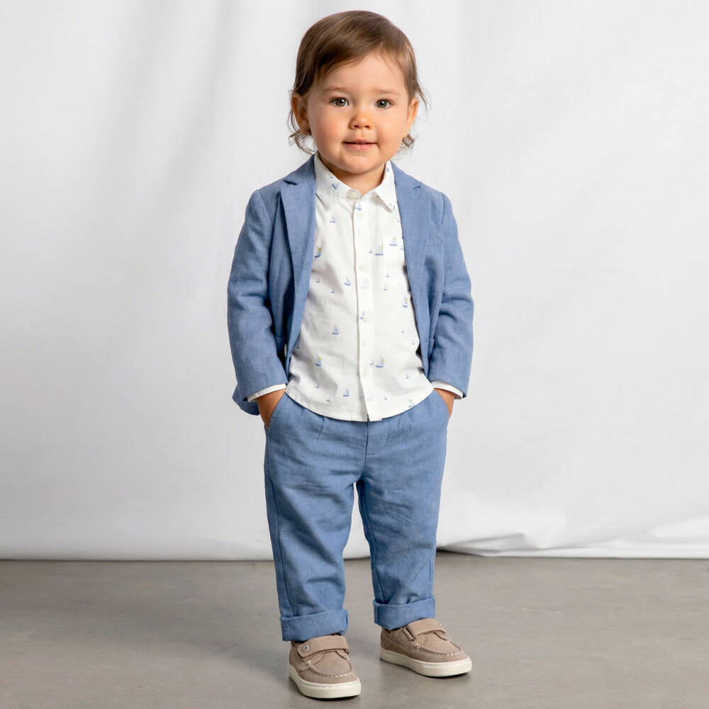 Mayoral-Boys Blue Tailored Chino Trousers | Childrensalon
