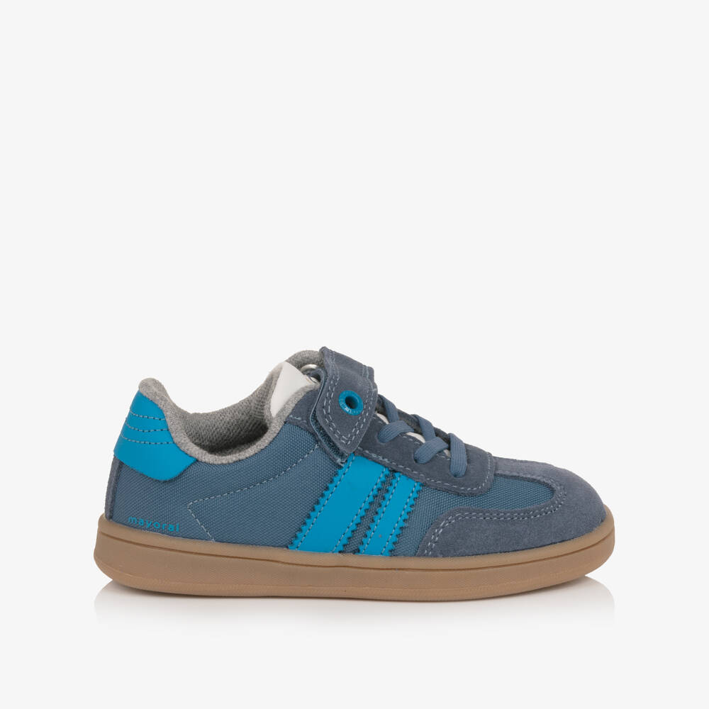 Mayoral-Boys Blue Trainers with Suede Leather Trims | Childrensalon