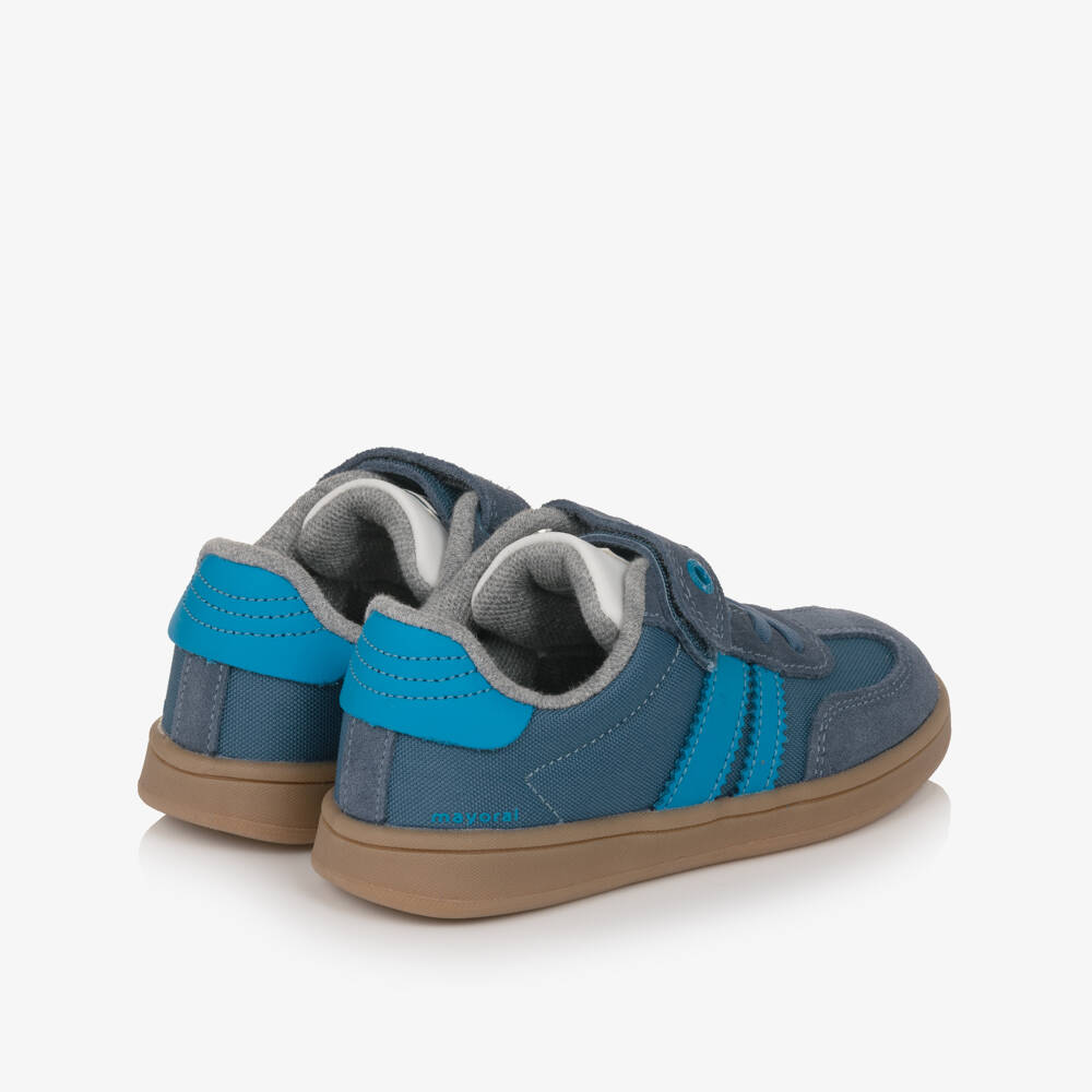 Mayoral-Boys Blue Trainers with Suede Leather Trims | Childrensalon
