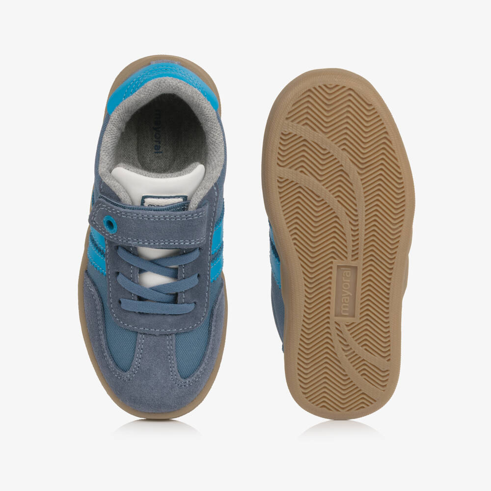 Mayoral-Boys Blue Trainers with Suede Leather Trims | Childrensalon