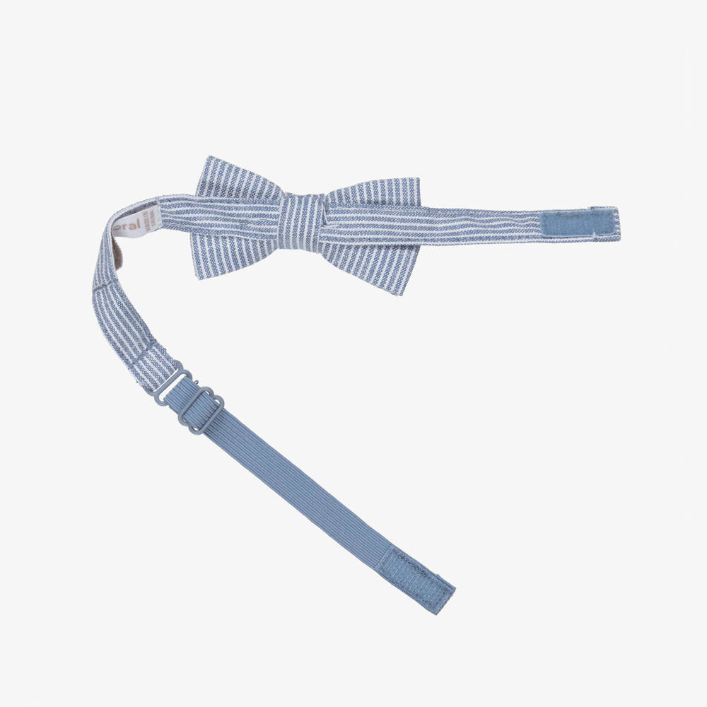 Mayoral-Boys Blue & White Stripe Bow Tie | Childrensalon