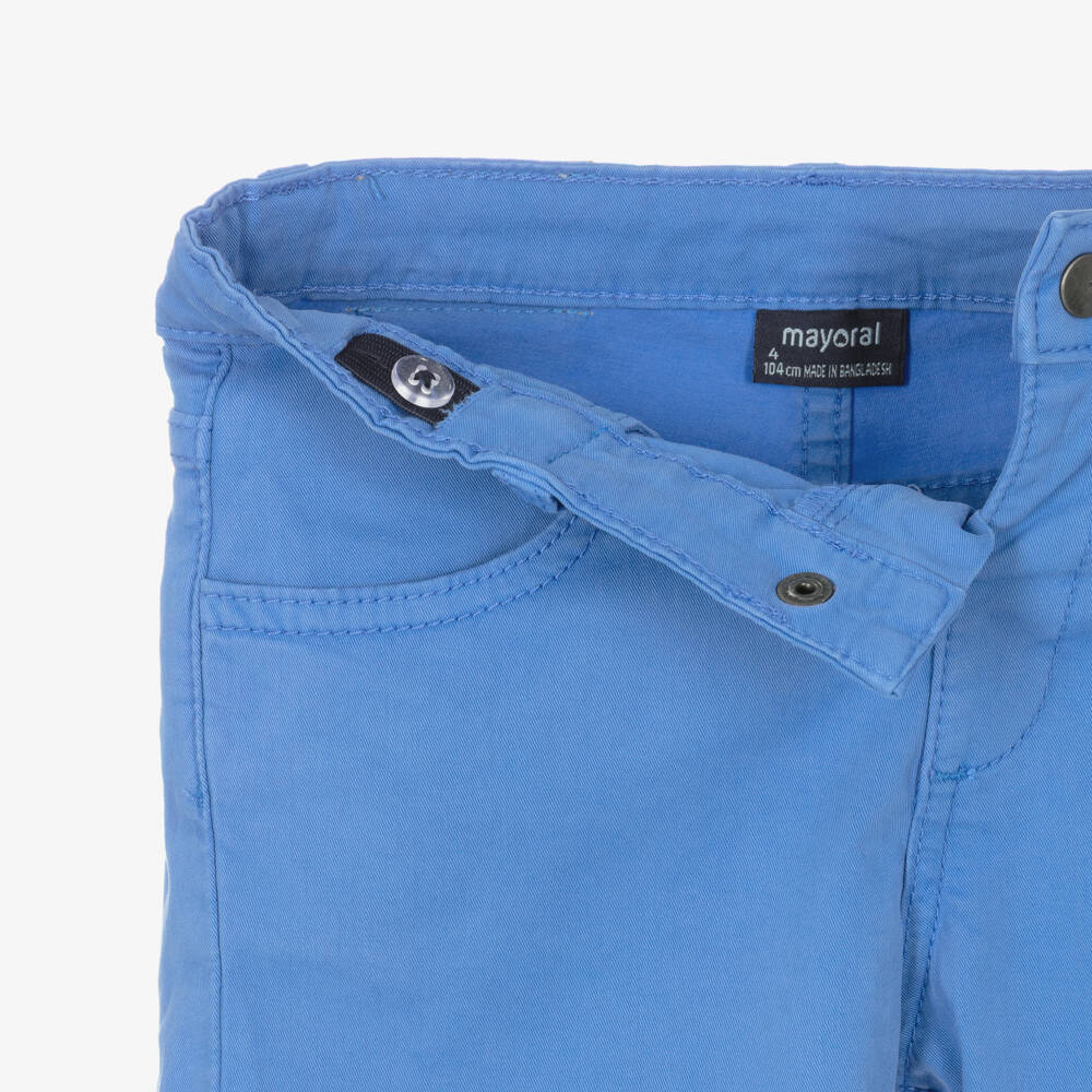 Mayoral-شورت تويل قطن لون أزرق فاتح للأولاد | Childrensalon