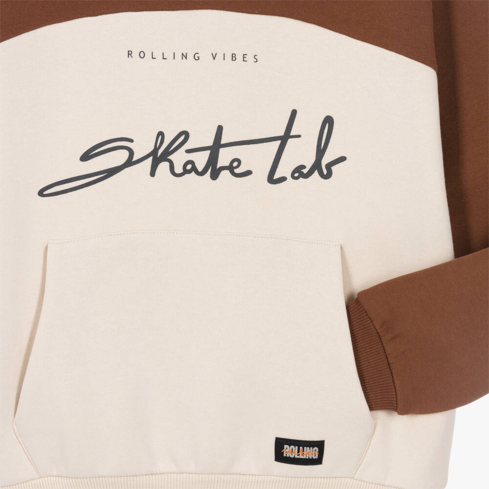 Mayoral Nukutavake-Boys Brown & Light Beige Colourblock Sweatshirt | Childrensalon