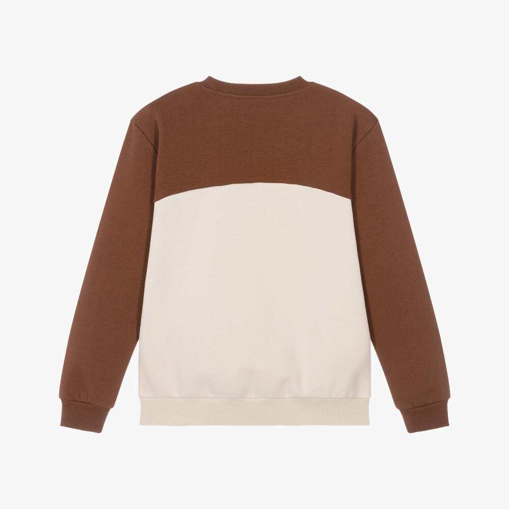 Mayoral Nukutavake-Boys Brown & Light Beige Colourblock Sweatshirt | Childrensalon