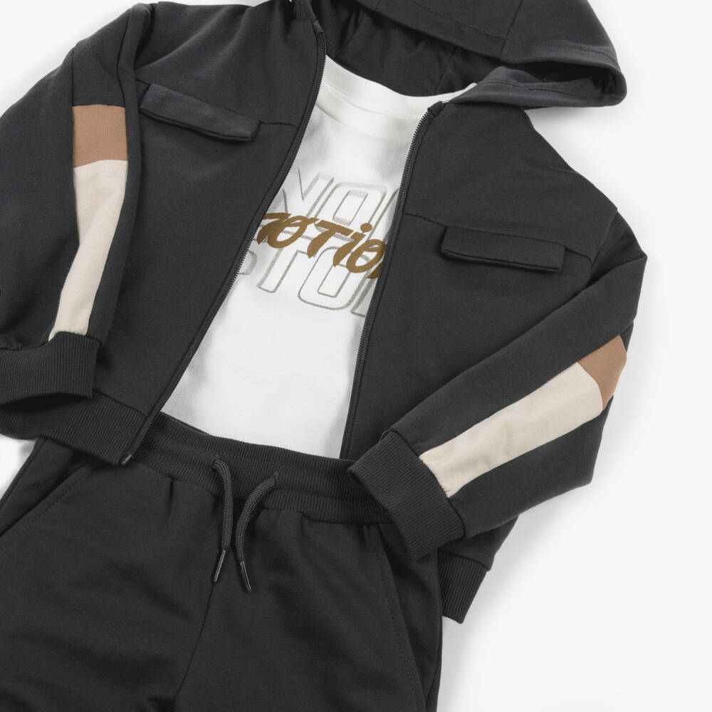 Mayoral-Boys Charcoal Grey Cotton Tracksuit Set | Childrensalon