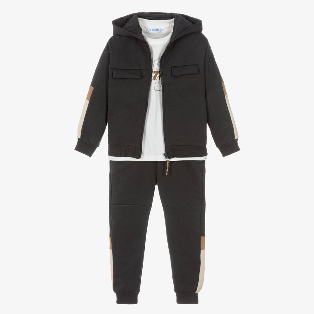 Mayoral-Boys Charcoal Grey Cotton Tracksuit Set | Childrensalon
