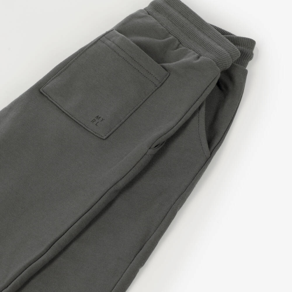 Mayoral-Boys Charcoal Grey Cuffed Jersey Joggers | Childrensalon