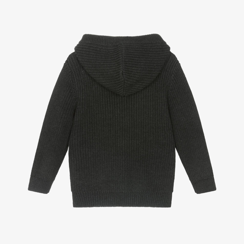 Mayoral-Худи на молнии с капюшоном угольно-серое вязаное для мальчиков | Childrensalon
