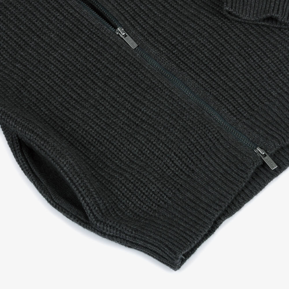 Mayoral-Худи на молнии с капюшоном угольно-серое вязаное для мальчиков | Childrensalon