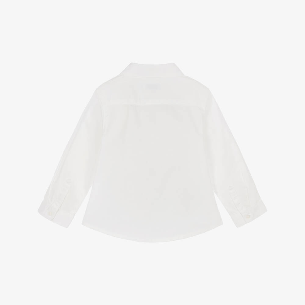 Mayoral-Boys Classic White Cotton Twill Shirt | Childrensalon