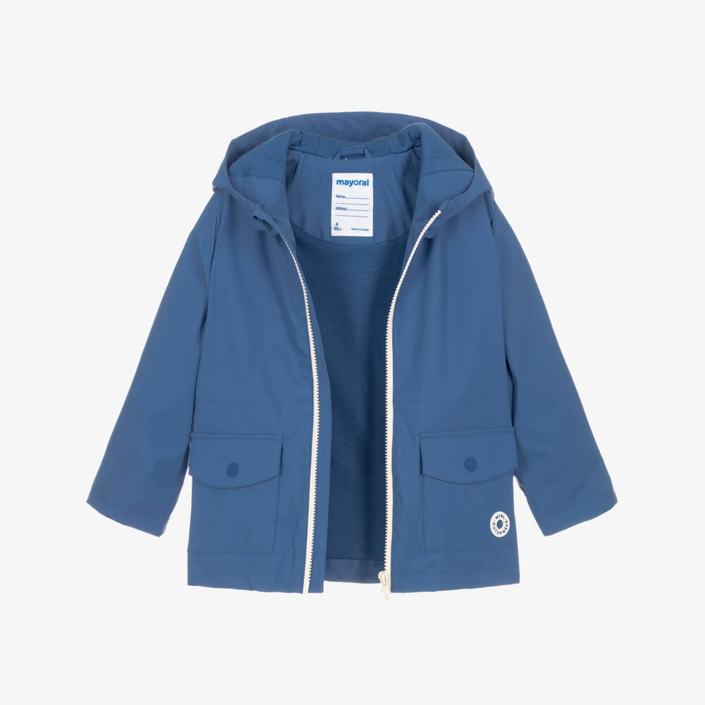 Mayoral-Boys Cobalt Blue Zip-Up Raincoat | Childrensalon