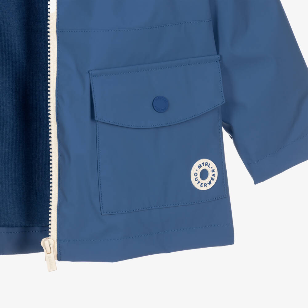 Mayoral-Boys Cobalt Blue Zip-Up Raincoat | Childrensalon