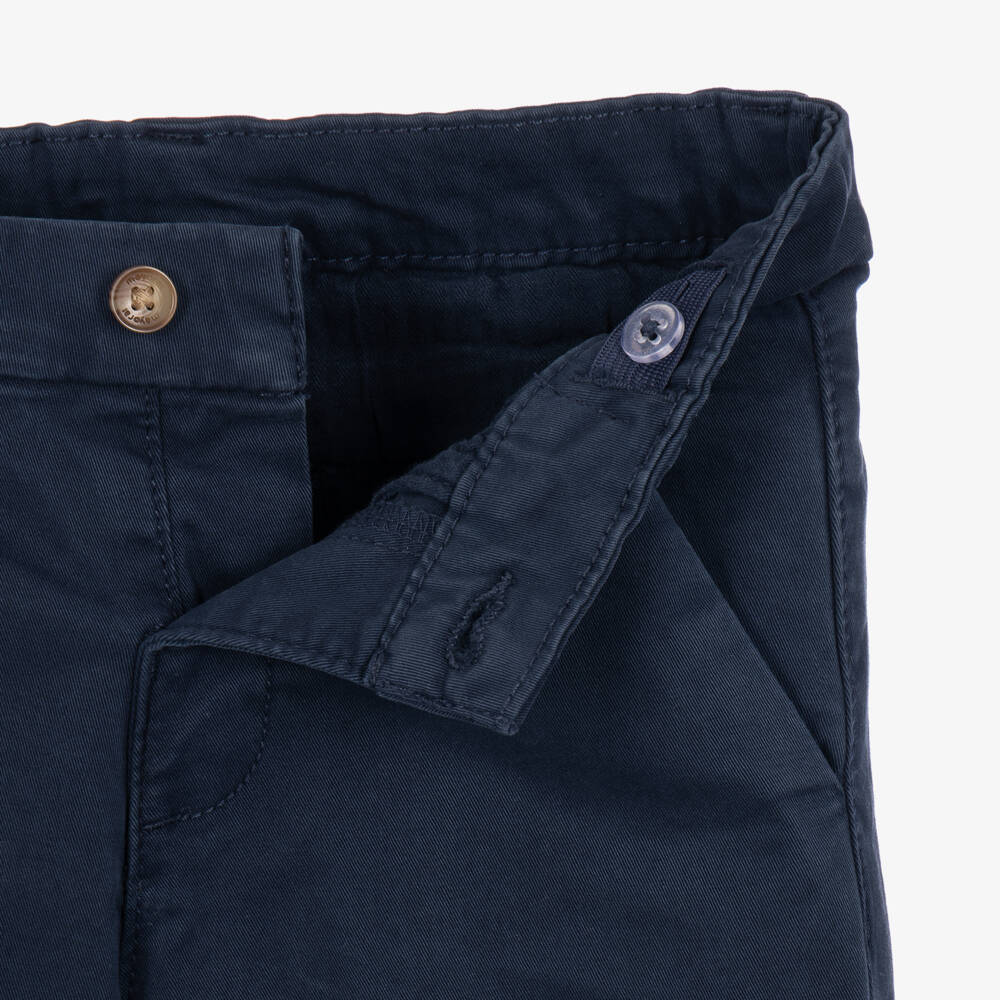 Mayoral-Boys Cotton Chinos in Navy Blue | Childrensalon