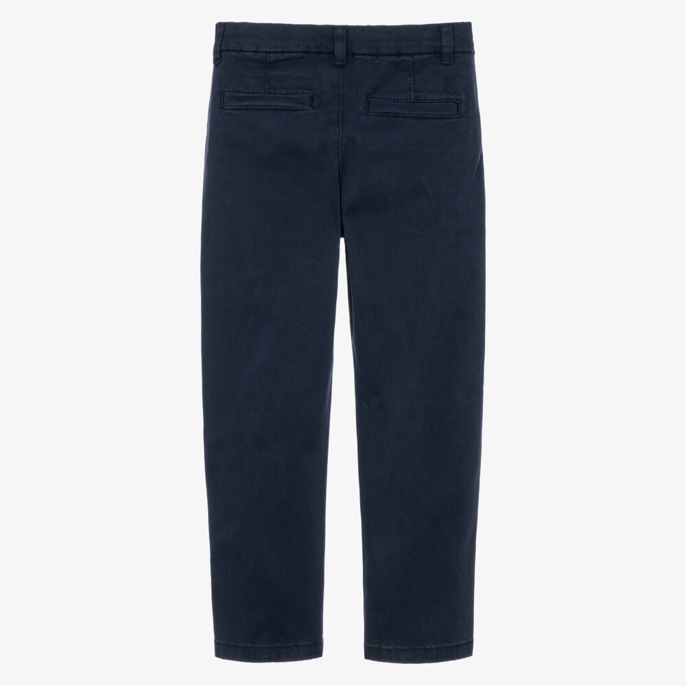 Mayoral-Boys Cotton Chinos in Navy Blue | Childrensalon