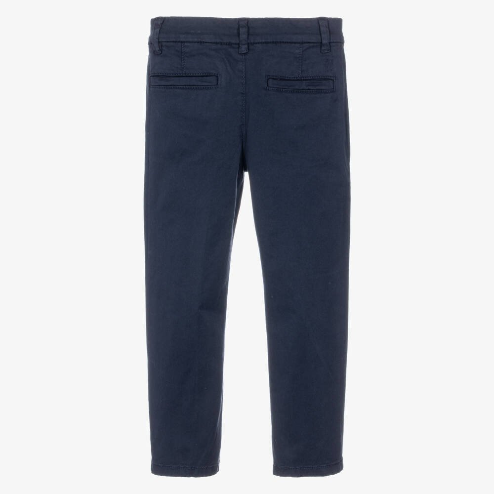 Mayoral-Boys Cotton Twill Chinos in Navy Blue | Childrensalon