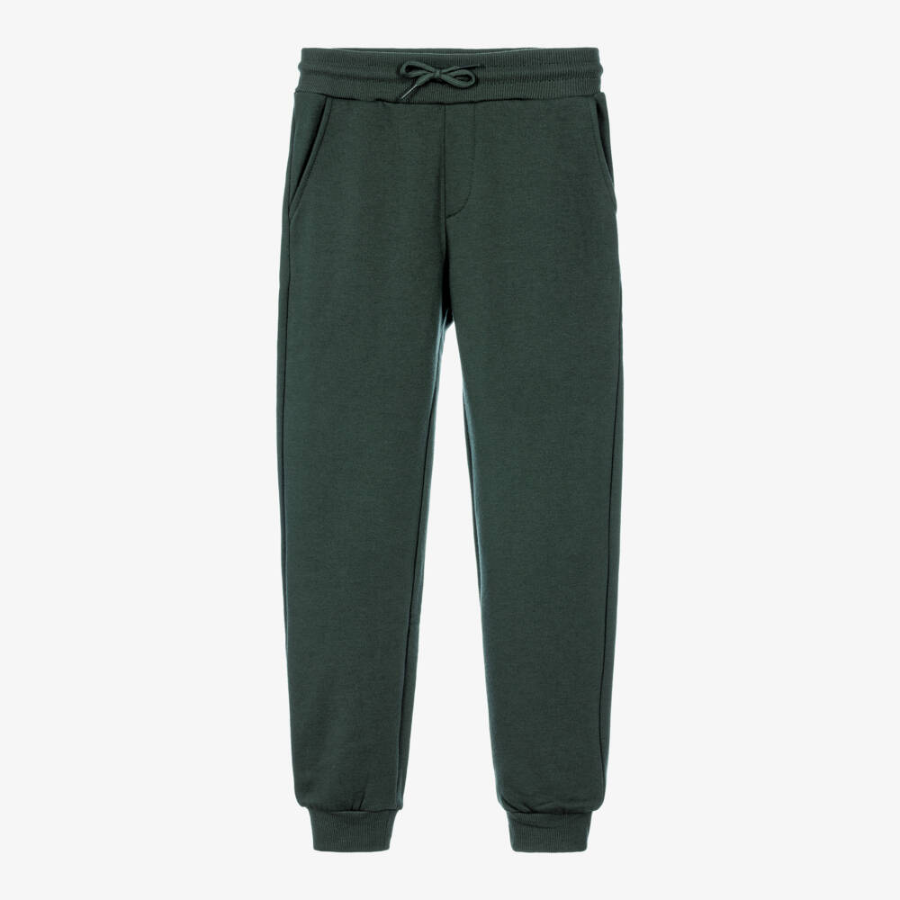 Mayoral Nukutavake-Boys Dark Green Drawstring Joggers with Cuffed Ankles | Childrensalon
