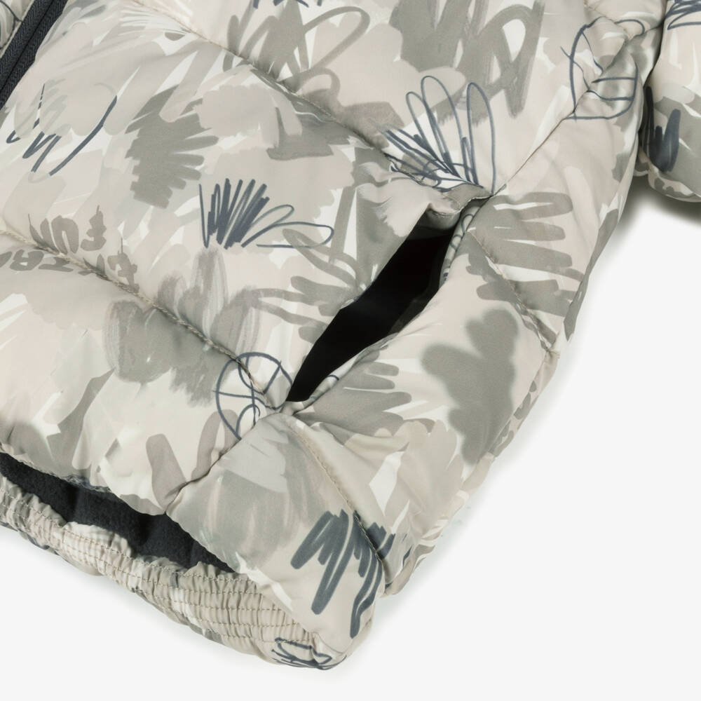 Mayoral-Boys Dark Grey & Beige Puffer Jacket | Childrensalon