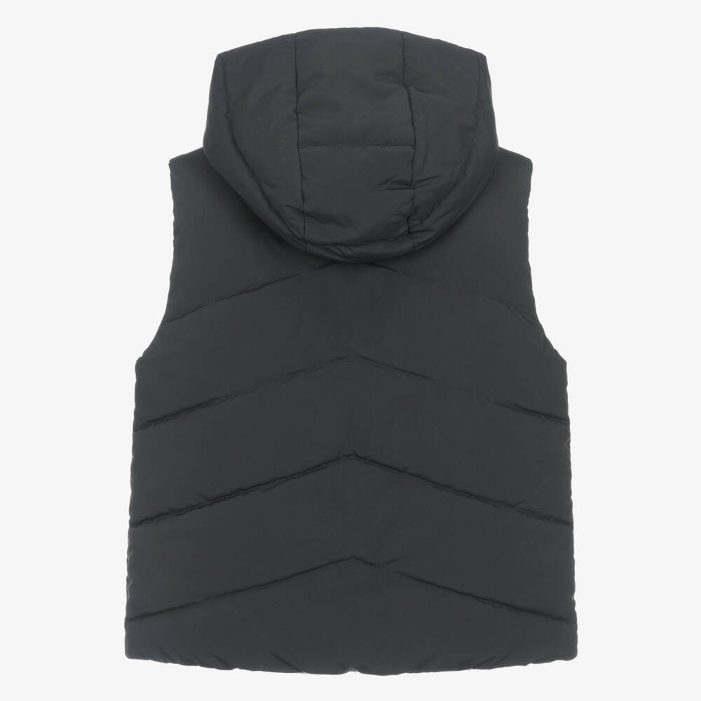 Mayoral-Boys Dark Grey & Beige Reversible Hooded Puffer Gilet | Childrensalon