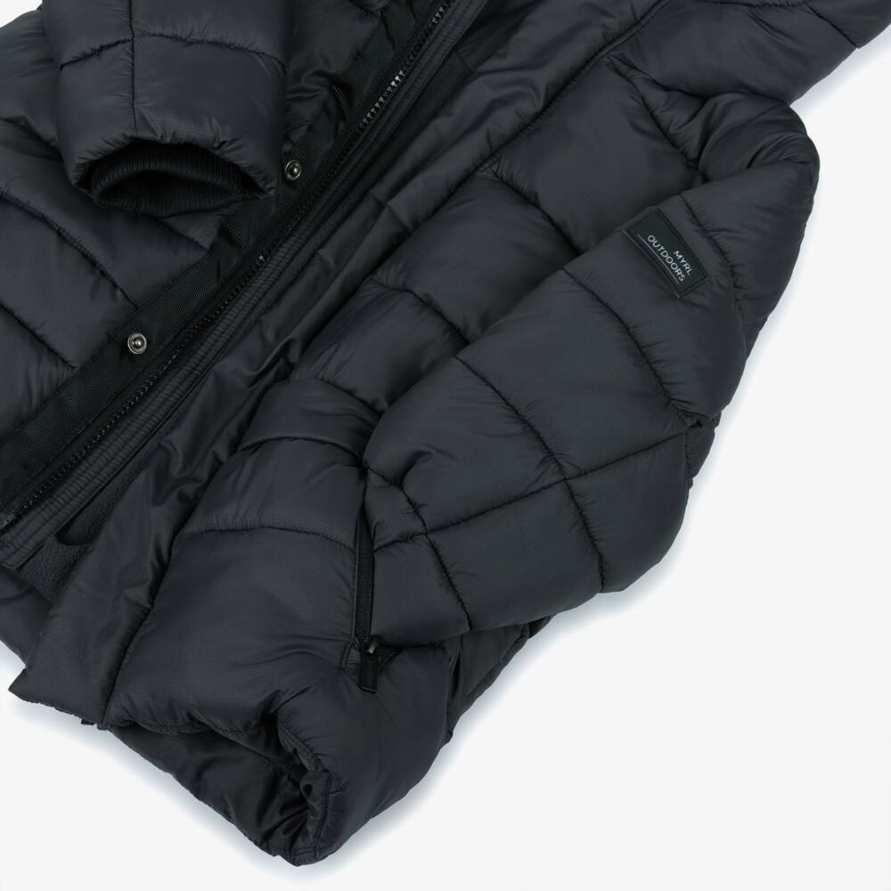 Mayoral-Пуховое пальто с капюшоном серое для мальчиков | Childrensalon