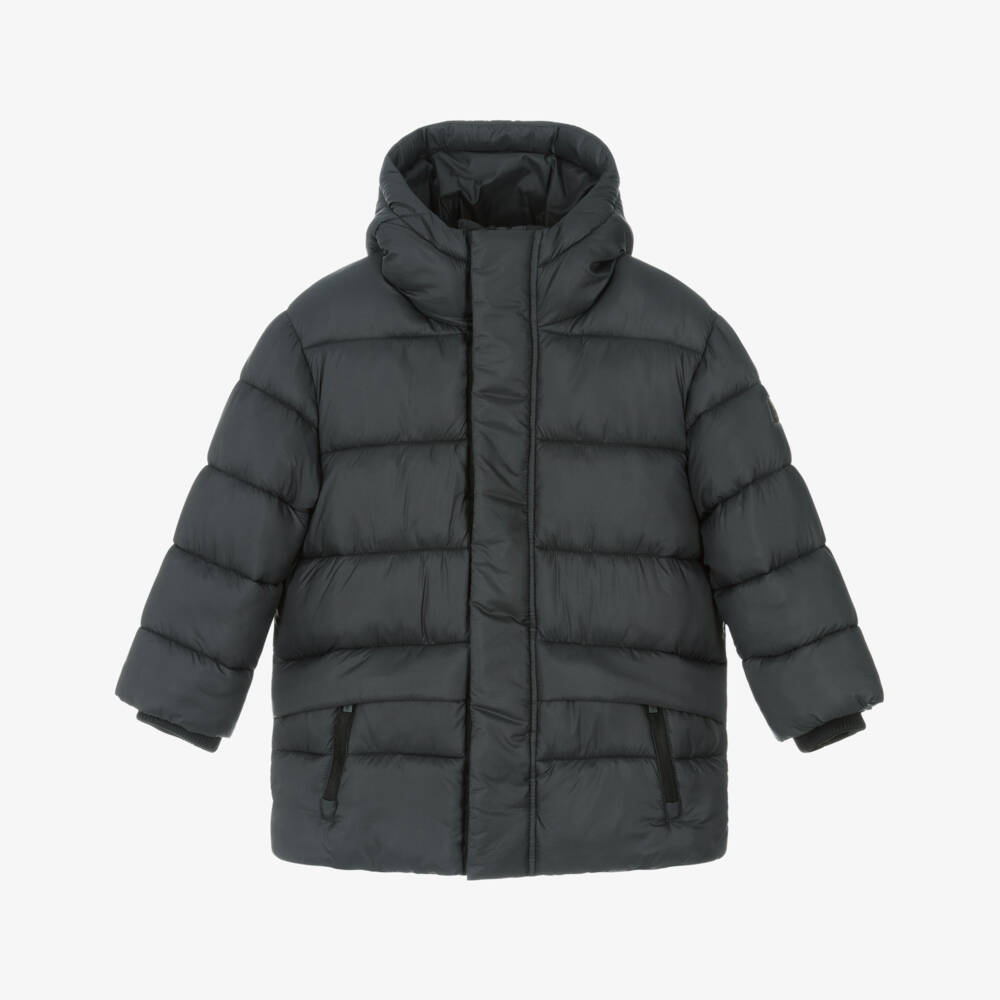 Mayoral-Boys Dark Grey Puffer Coat with Hood | Childrensalon