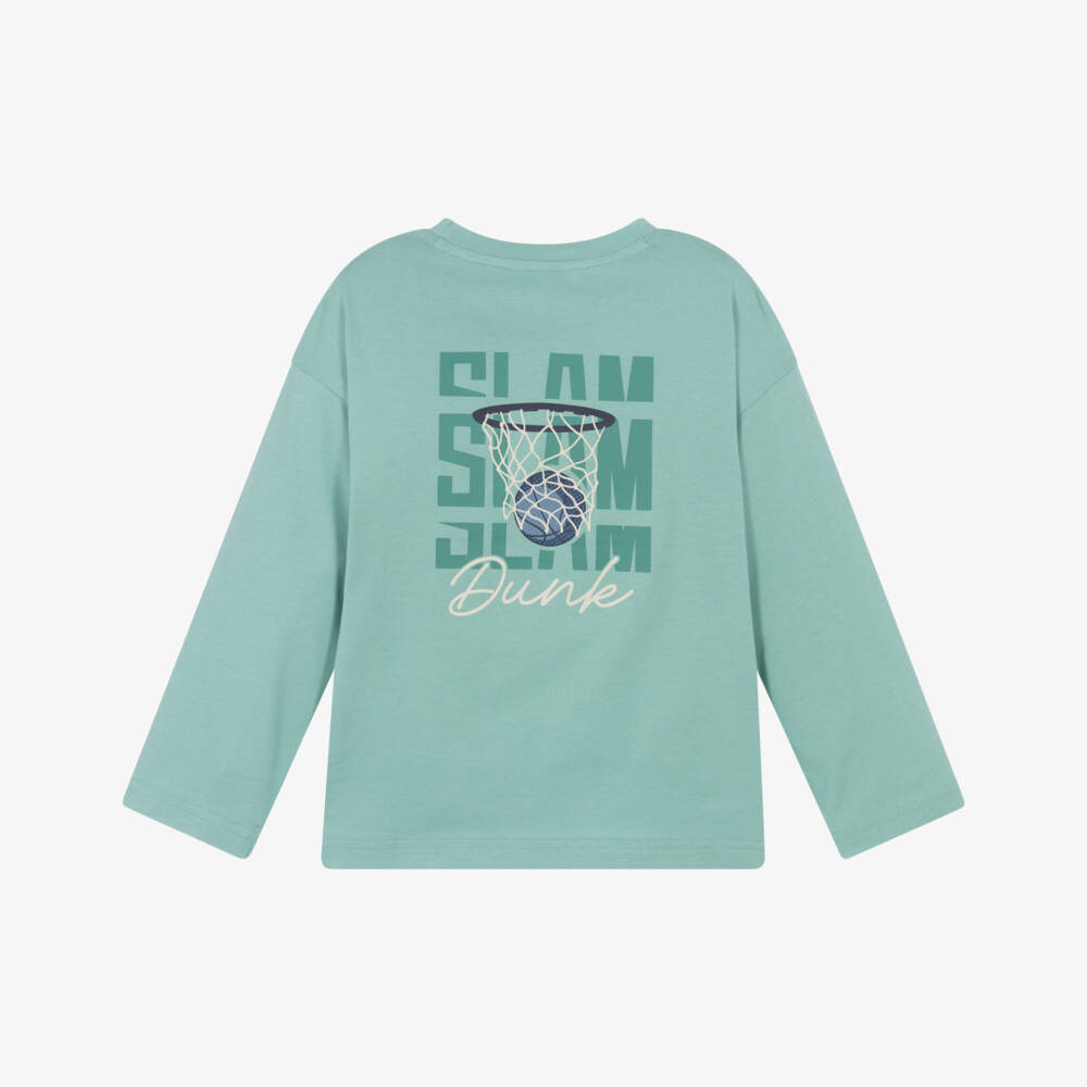 Mayoral-Boys Green Basketball Print Long-Sleeved Top | Childrensalon