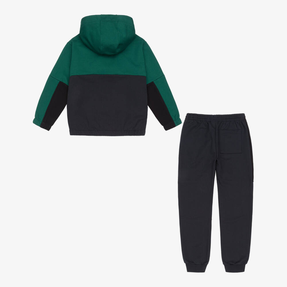 Mayoral Nukutavake-Boys Green & Black Quarter-Zip Tracksuit | Childrensalon