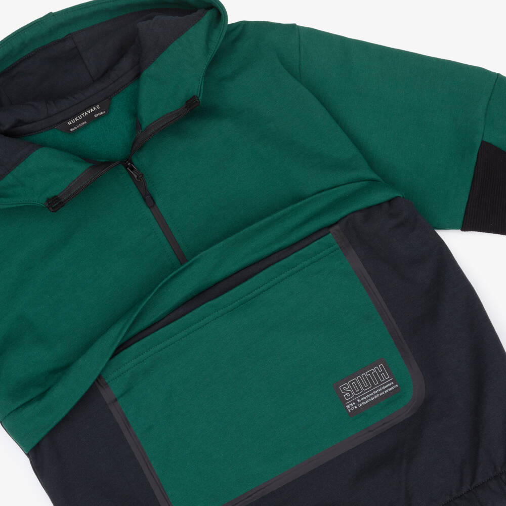 Mayoral Nukutavake-Boys Green & Black Quarter-Zip Tracksuit | Childrensalon