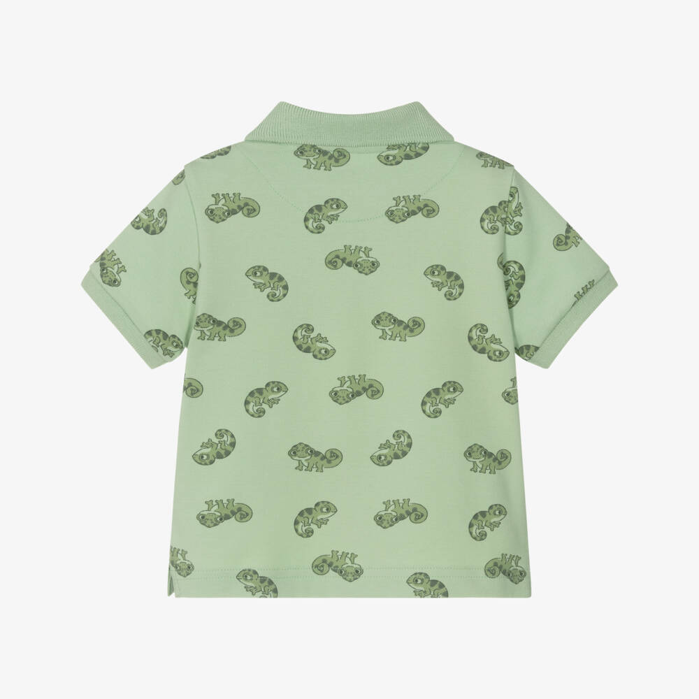 Mayoral-Boys Green Cotton Chameleon Polo Shirt | Childrensalon
