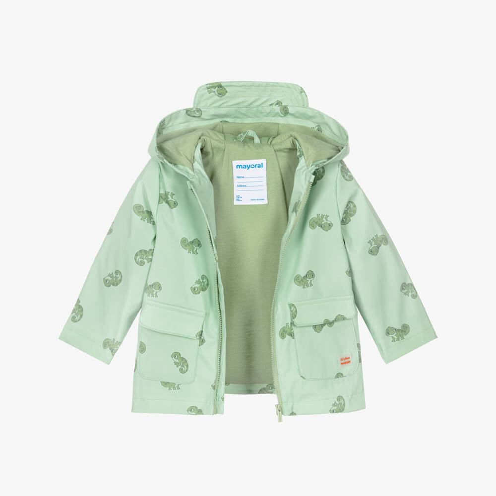 Mayoral-Boys Green Cotton Chameleon Raincoat | Childrensalon